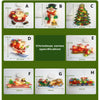 A series of Christmas decorations featuring Santa Claus, a Christmas tree, and festive vehicles, all designed for window disp