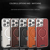A set of colorful leather finish cases and matching covers for iPhone phones.