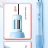 A mechanical pencil set with a refill is shown in a vertical view, highlighting the insert and rotating mechanism.