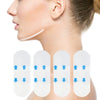 Invisible V-Lift face stickers applied to the jawline and neck area of a woman's face.
