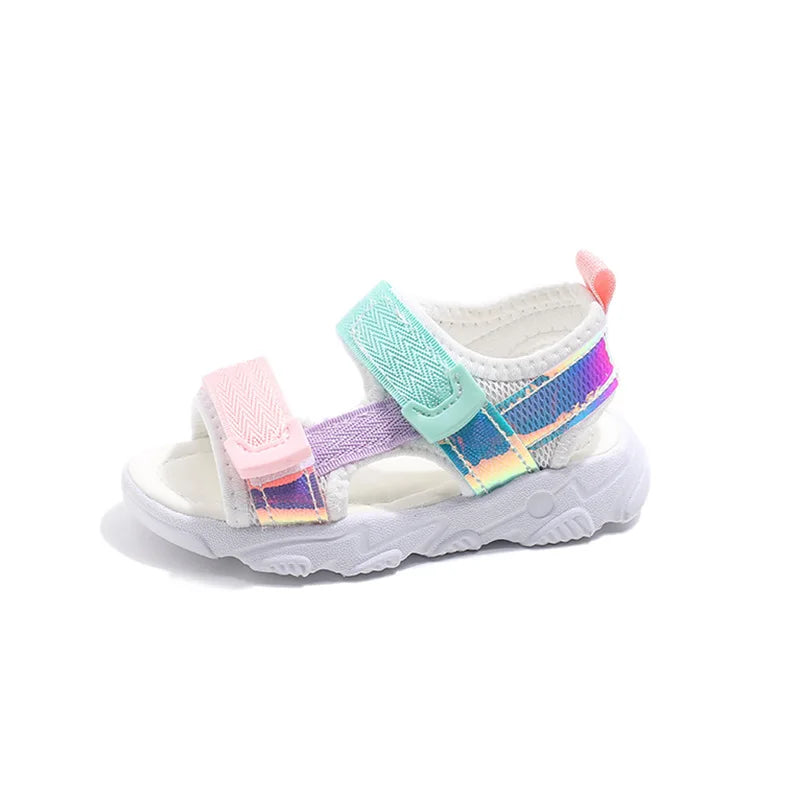 Kids' breathable princess sandals in pastel colors with a white sole