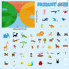 A colorful felt story board set featuring various zoo animals like elephants, lions, monkeys, and insects for interactive lea