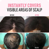 Before and after comparison showing instant coverage of visible scalp areas using waterproof hairline shadow powder for root 