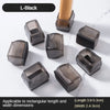 L-Black silicone furniture leg pads with felt bottoms for scratch protection shown on a white background.
