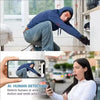 A person wearing a dark blue hoodie is visible in a security camera view, demonstrating human detection technology.