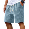 Shorts casuales para hombre con textura waffle y cordón, en verde azulado apagado