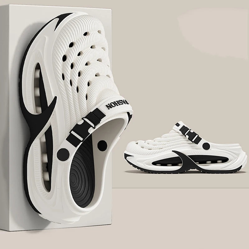 White men's EVA slip-on sandals with cushioned platform sole shown on a white background.