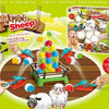A box of Jumping Sheep game showing sheep figures and catapult toys being used for indoor fun.