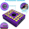 A purple shape matching puzzle game with a dial for setting the game time and various yellow puzzle pieces.