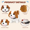 Product details showing simulation designs of a puppy toy, including cute modeling, simulation design, and a delicate collar.