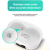 A white stainless steel probe is shown inside a baby bottle warmer and sterilizer device.