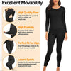 Black women's thermal underwear set featuring high quality fiber, elasticity, and a perfect fit for hips.