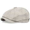 A light gray vintage retro newsboy cap with a folded brim shown from above.