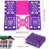 A purple and pink clothes folding board with multiple sections for organizing laundry.