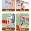 Four steps showing how to use a cavatelli maker machine for homemade pasta