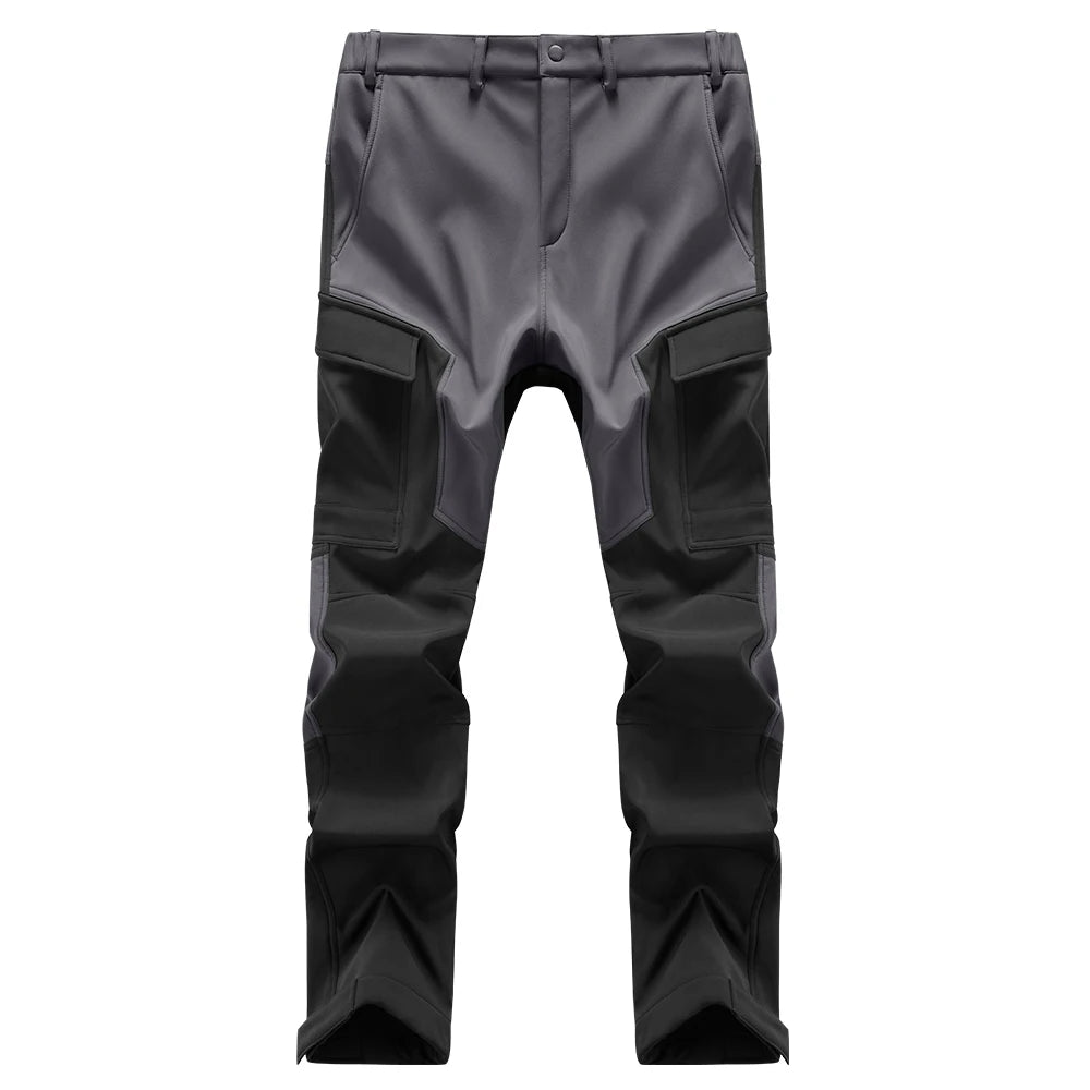 Black men's waterproof insulated fleece pants shown from the back view
