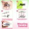 A five-step tutorial showing how to use magnetic eyelashes with a precision tweezer for application.