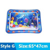 Alfombra de agua interactiva de plástico azul para gatos con diseño de pez.