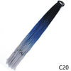 A dark blue to gray gradient pre-braided ponytail extension with an elastic band.