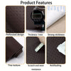 A set of brown perforated leather repair patches showing various features like fine texture, thickness, and strong stickiness