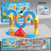A colorful magnetic train building blocks set featuring a gravity maze track for children.