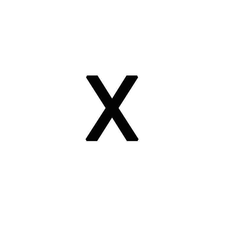 Et svart bokstav X-symbol på hvit bakgrunn.