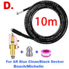 Black 10m high-pressure sewer jetting hose kit with a rotating nozzle and fittings for AR Blue Clean/Black Decker Bosch/Miche