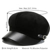 Black classic beret hat with a smooth brim and adjustable fit