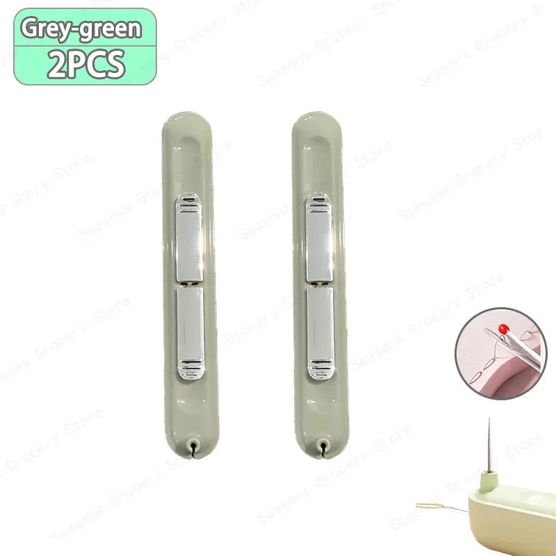 Grey-green 2PCS needle threader and seam ripper set with metal tips