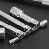A close-up shot of chrome steel socket extension bars with multiple lengths resting on a dark surface.