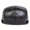 Black men's retro faux leather newsboy cap with an adjustable fit