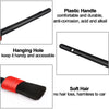 A black detailing brush with a plastic handle, a hanging hole, and soft hair for cleaning.