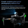 A black foldable GPS drone with a camera and FPV remote is shown against a dark background.