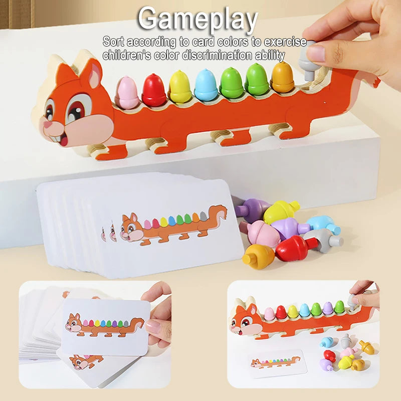 A magnetic caterpillar puzzle toy showing various colored pieces for children's color discrimination learning.