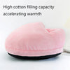 Pink fleece foot warmer with a heart shape, designed for accelerating warmth.