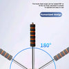 A telescopic windshield cleaning brush with an 180 degree rotating brush head shown in operation.