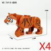 An orange tiger building block figure with black stripes, shown in a side view.