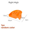 An orange marble run building block piece labeled Right High.