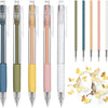 Juego de cinco cuchillos multiusos tipo bolígrafo en varios colores: verde, beige, rosa y blanco, con acentos amarillos