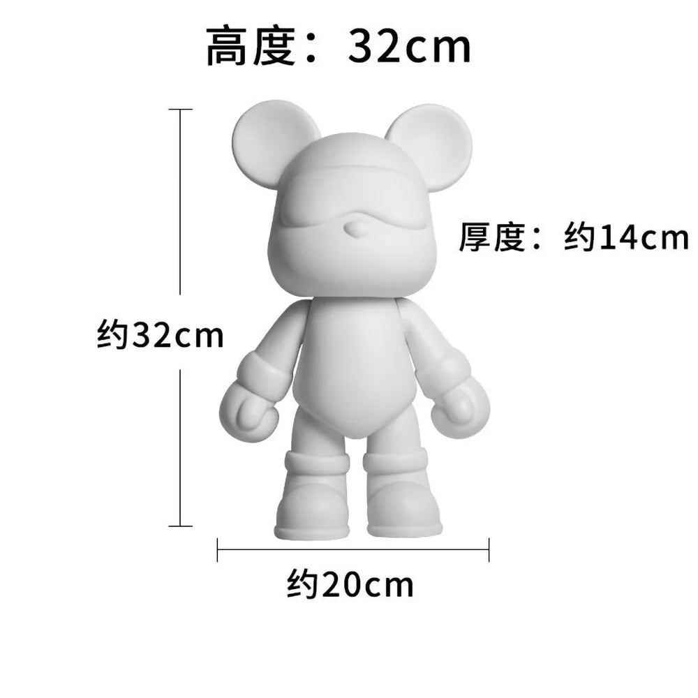 A white bear figurine kit showing various dimensions including height and length.