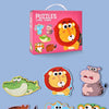 A set of six dinosaur and animal puzzles featuring large chunks for kids.