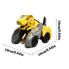 A yellow and gray 2-in-1 transforming dinosaur car toy for kids shown from above.
