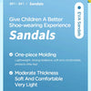 A product description for EVA sandals highlighting one-piece molding, moderate thickness, and comfort for children.