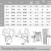 A size chart for women's thermal underwear set showing measurements for waist, hips, T-shirt length, and pants length.