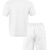White men's casual jacquard short-sleeve shirt and drawstring shorts set displayed flat