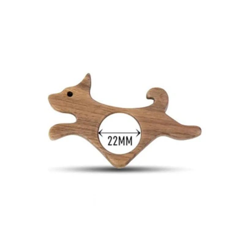 Juego de marcapáginas de madera de gato y perro con recorte circular para sujetar la página.