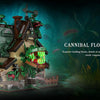 A detailed building block set depicting a Cannibal Flower Hut structure with green and brown components.