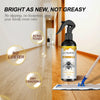 A bottle of Jaysuing Beeswax Wood Polishing Spray next to a wooden floor, demonstrating its use for restoring wood shine.