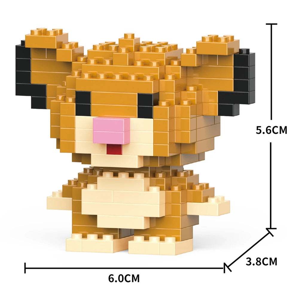 A detailed building block figurine of a tiger, constructed from tan and black LEGO-style bricks.