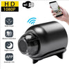 Caméra de sécurité noire avec objectif grand angle, résolution HD 1080P, détection de mouvement et vision nocturne.
